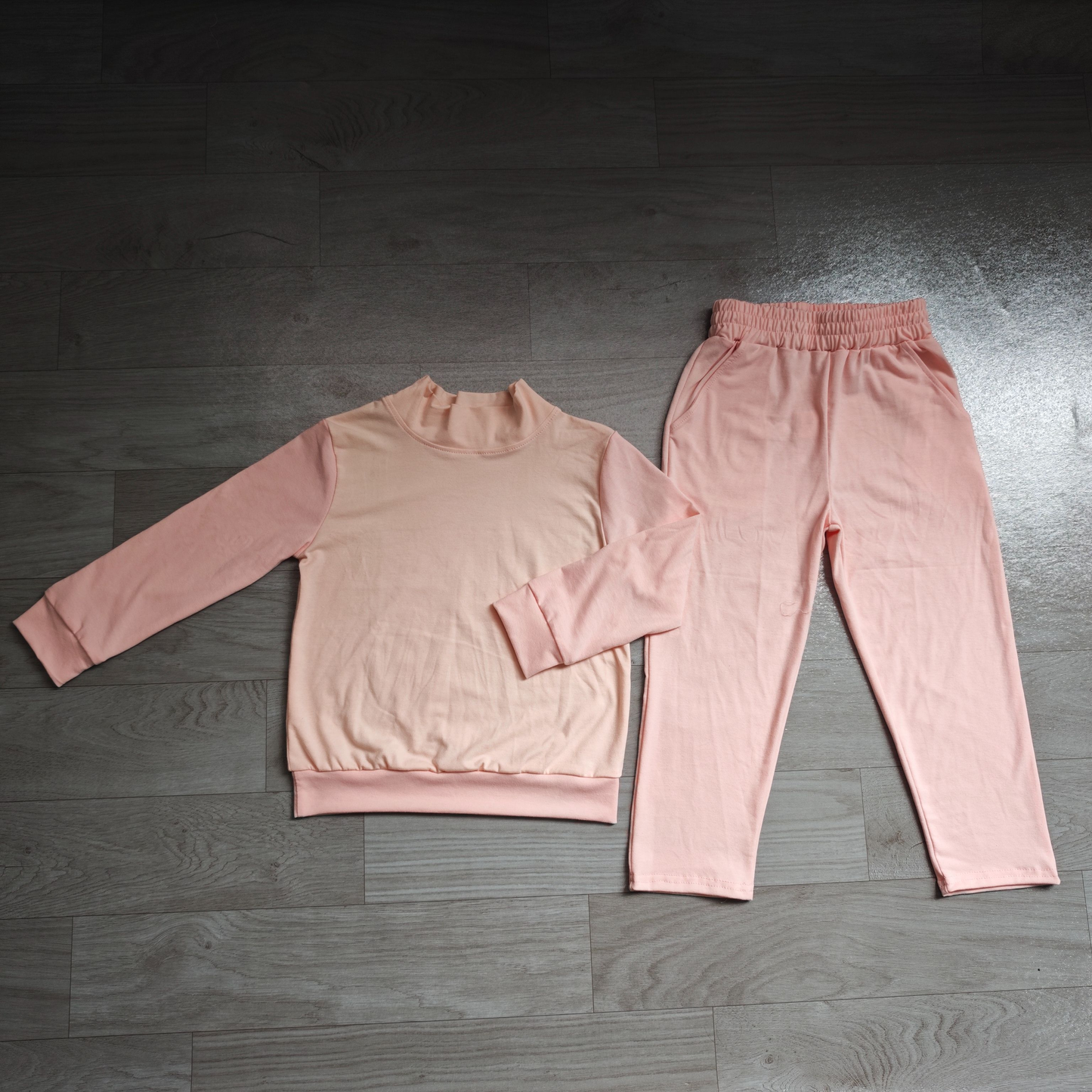( No moq ) Preorder Baby Girl Kids Long Sleeves Pink Shirt Pockets Pants Cotton Set Clothes
