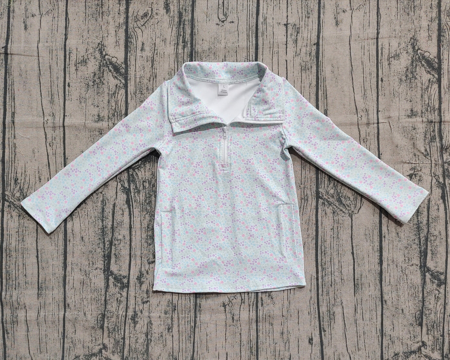 Baby Girl Long Sleeves Floral Zipper Pockets Yoga Shirt Pullover Tops RTS