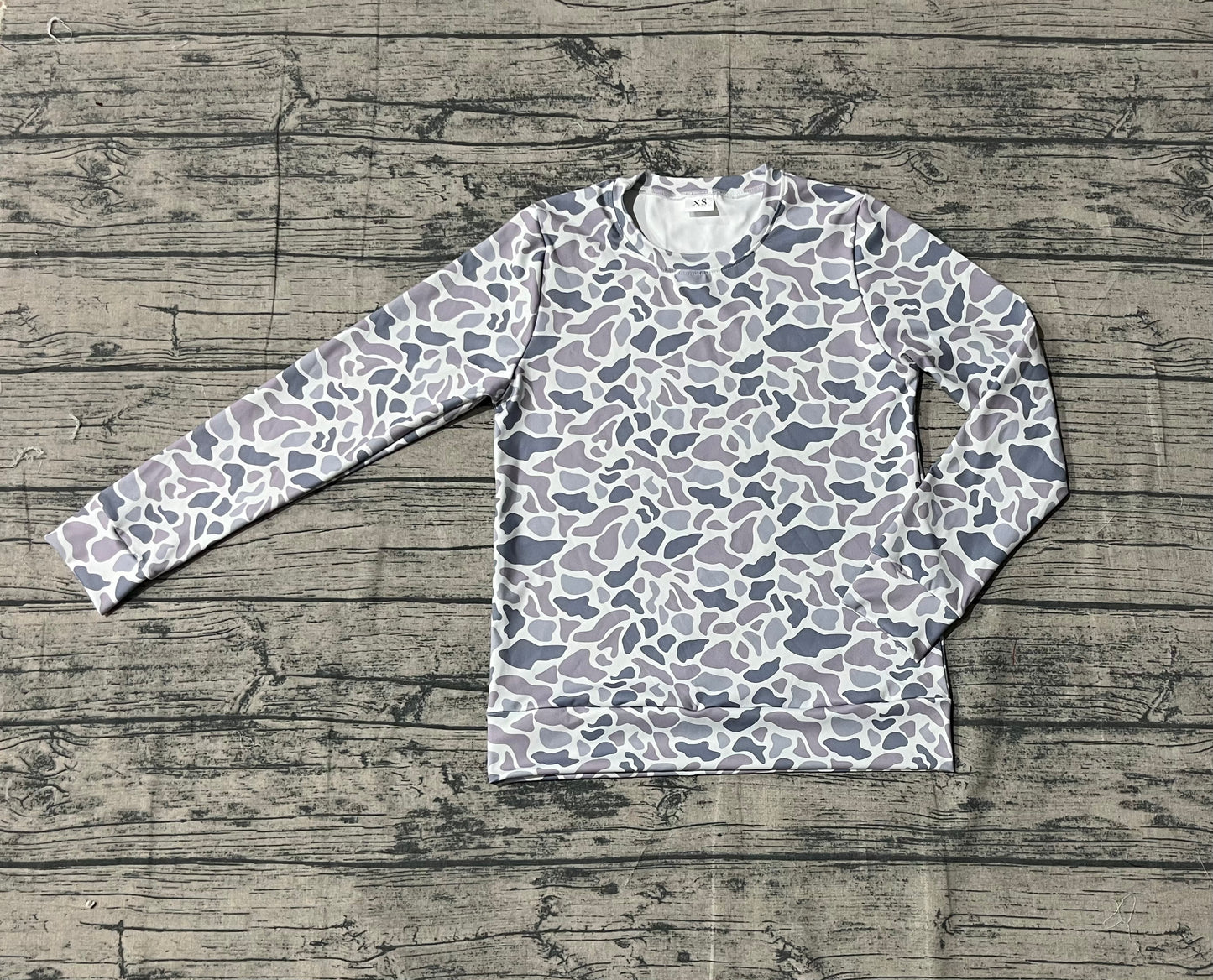 Adult Women Long Sleeve Grey Camo Shirt Yoga Active Tops RTS