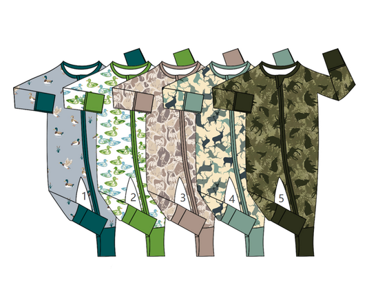 ( Moq 5 Each Style ) Sibling Baby Boys Infant Ducks Deer Zipper Footie Sleeper Rompers Clothes