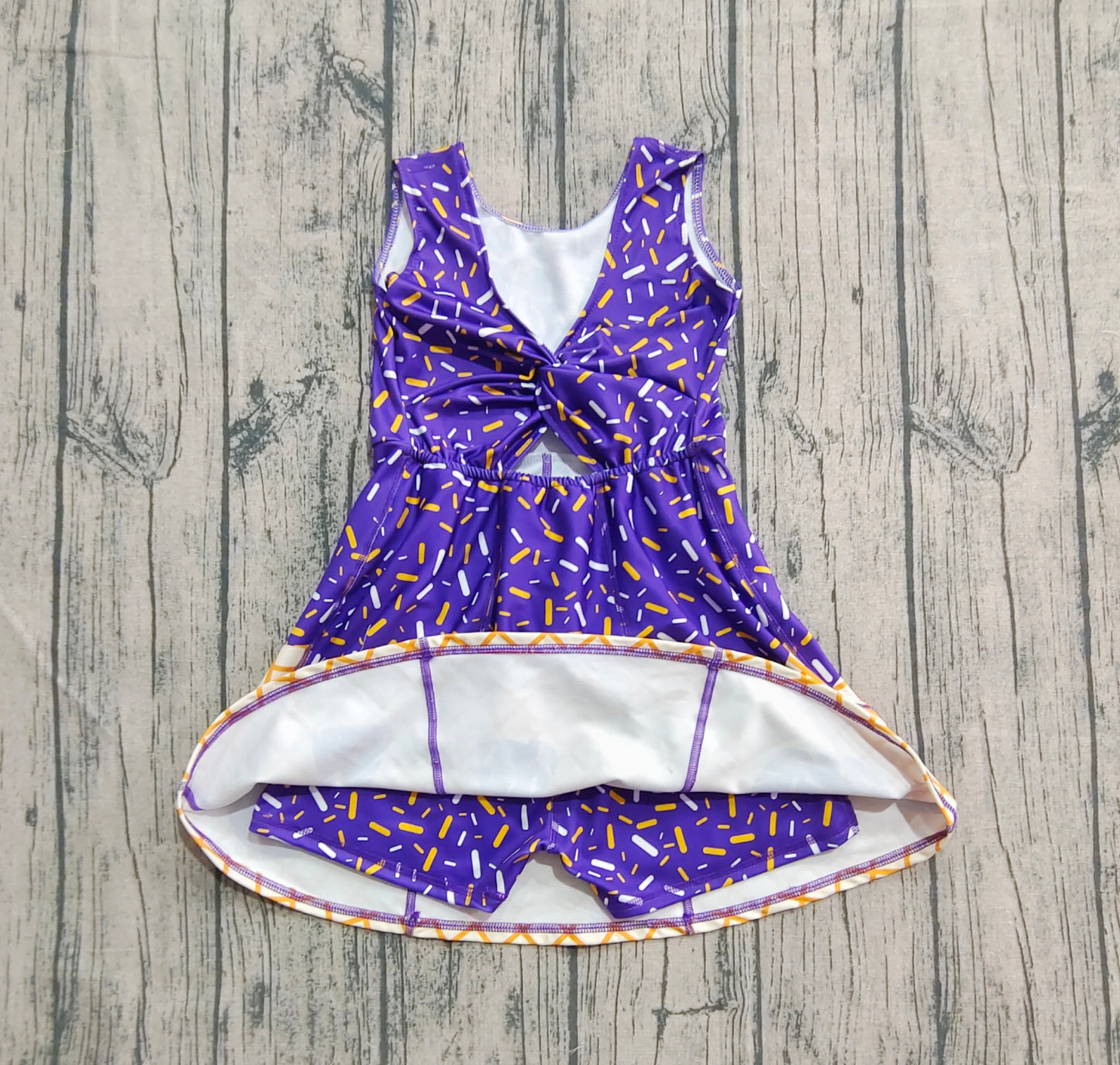 Baby Girl Sleeveless Drips Summer Purple Knee Length Yoga Active Dress RTS
