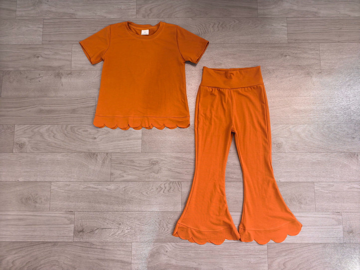 ( No moq ) Preorder Baby Girls Kids Short Sleeves Shirt Pants Scallop Set Clothes