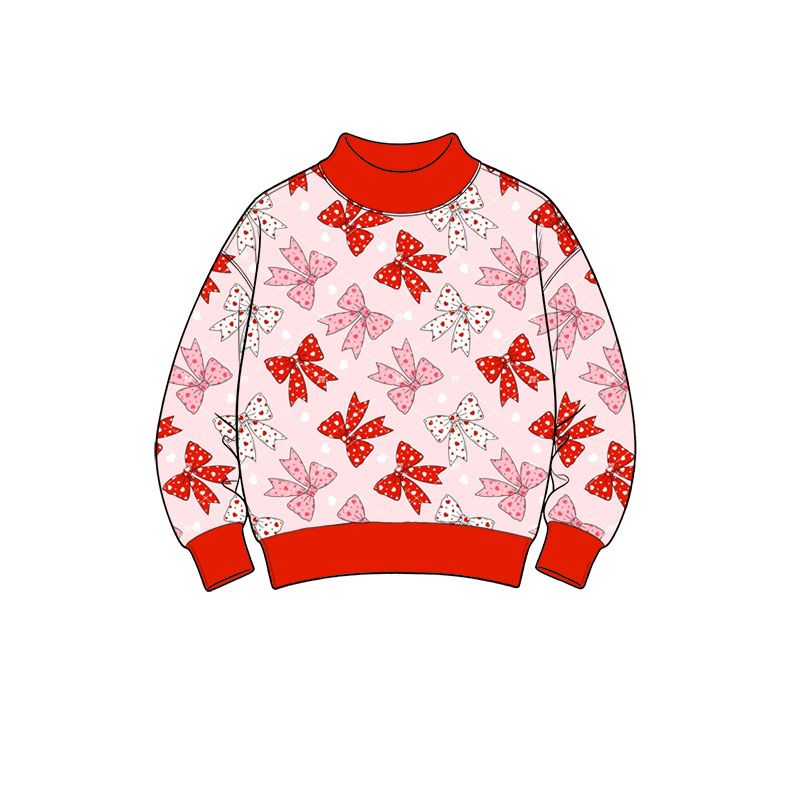 ( Moq 5 ) Preorder Baby Girls Kids Long Sleeves Hearts Bows Valentine Pullover Shirt Tops Clothes