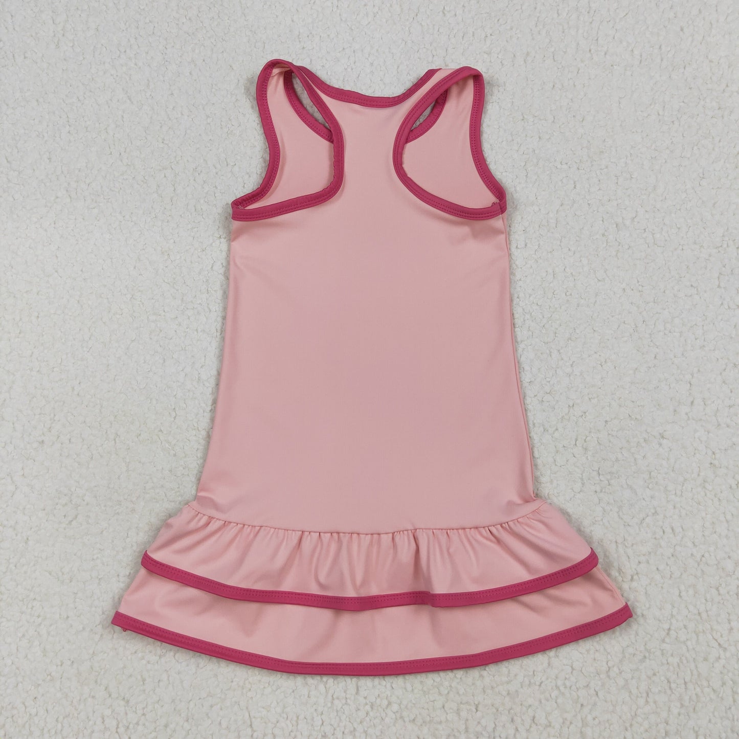 Baby Girl Sleeveless Yoga Active Pink Ruffle Knee Length Dress RTS