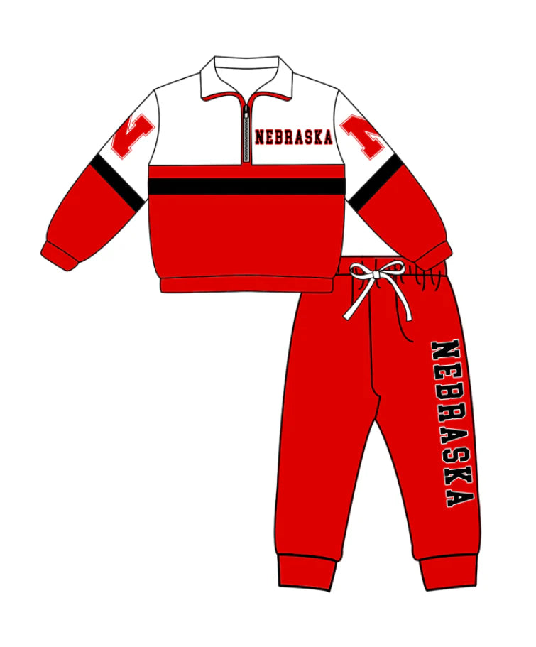 ( Moq 5 ) Baby Boys Kids Long Sleeves Zipper Shirt Jogger Pants N Team Clothes Set