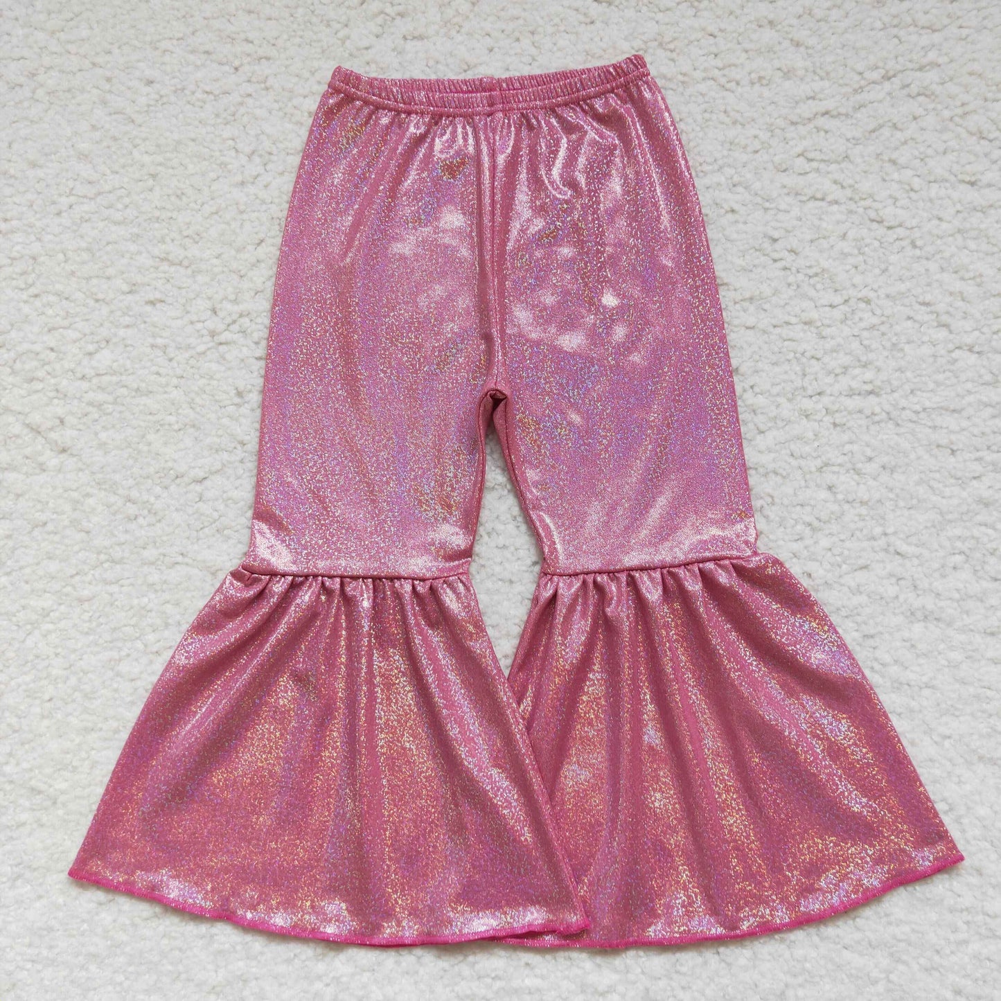 P0180 Baby Girl Holographic Spandex Bell Bottom Pants