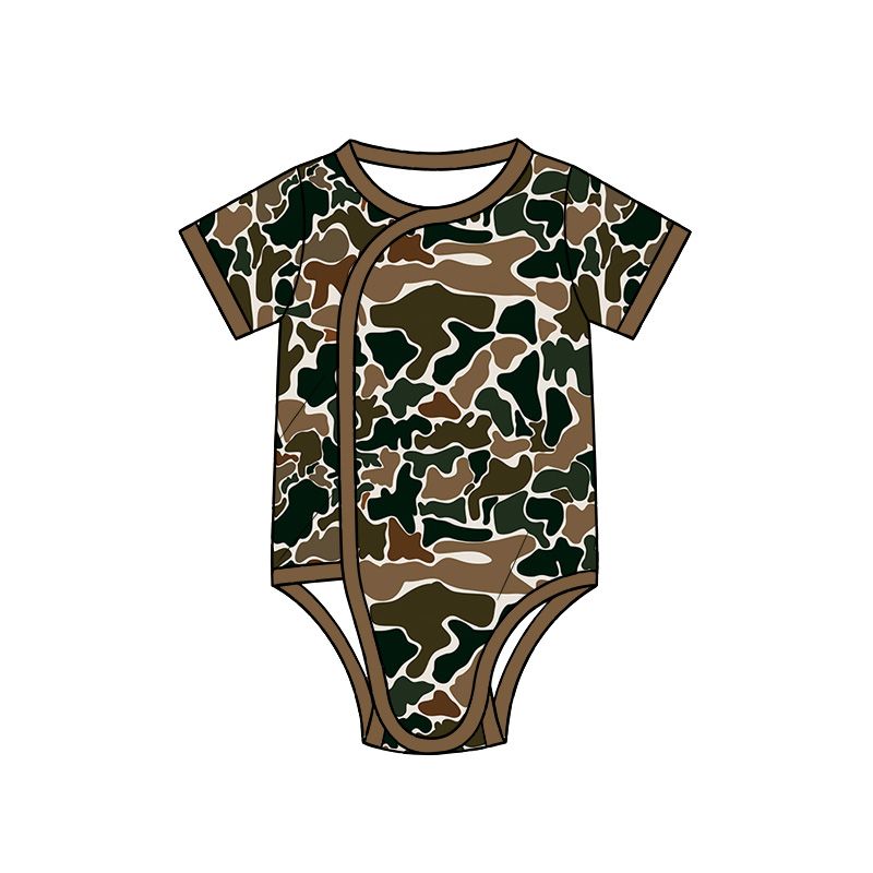 ( Moq 5 ) Preorder Baby Boys Infant Short Sleeves Camo Romper Brown Clothes