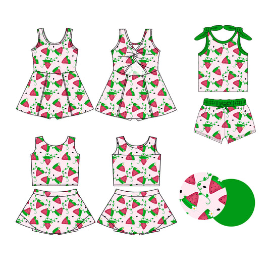 ( Moq 5 Each Style ) Baby Girls Kids Sleeveless Watermelon Flower Sibling Dress Sets