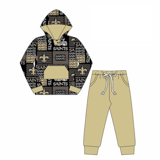 Baby Boy Long Sleeves Team Hoodie Shirt Pocket Pants Fall Clothes Set Moq 5
