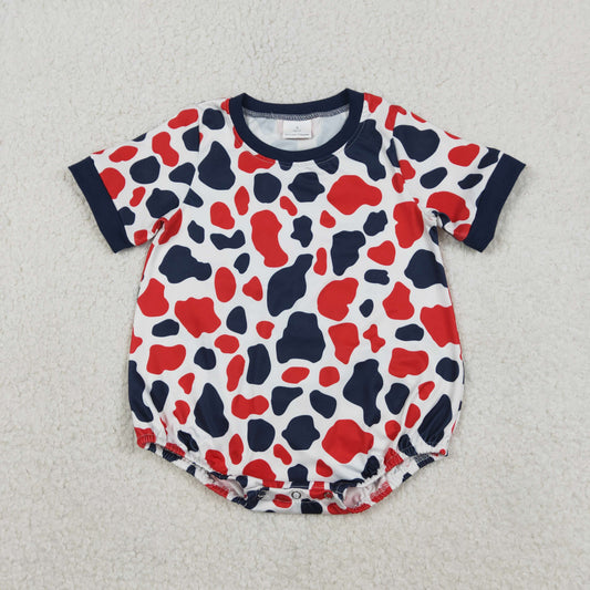 Baby Boys Short Sleeves Red Blue Camo 4th of July Bubble Romper RTS