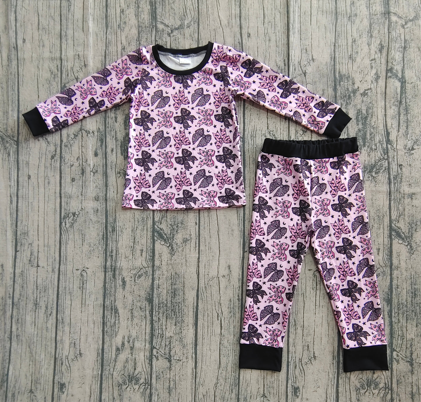 Baby Girl Long Sleeves Halloween Bows Shirt Pants Pajamas Set Clothes RTS