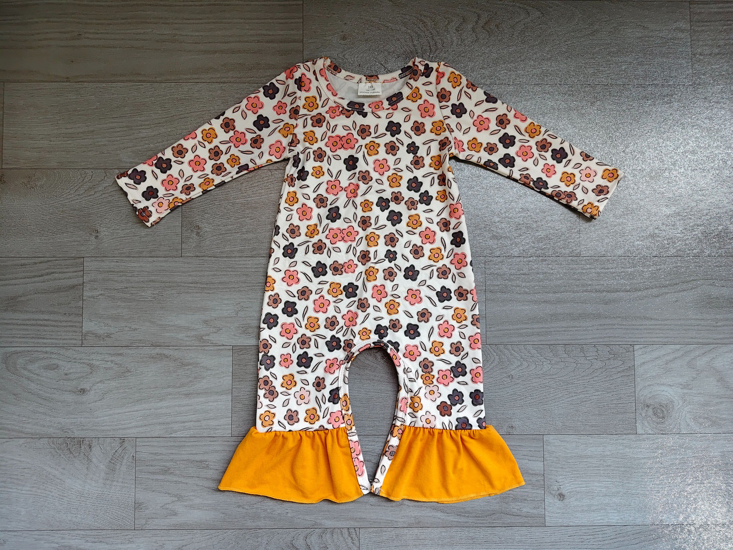 ( No moq ) Preorder Baby Girls Infant Long Sleeves Flower Ruffle Romper