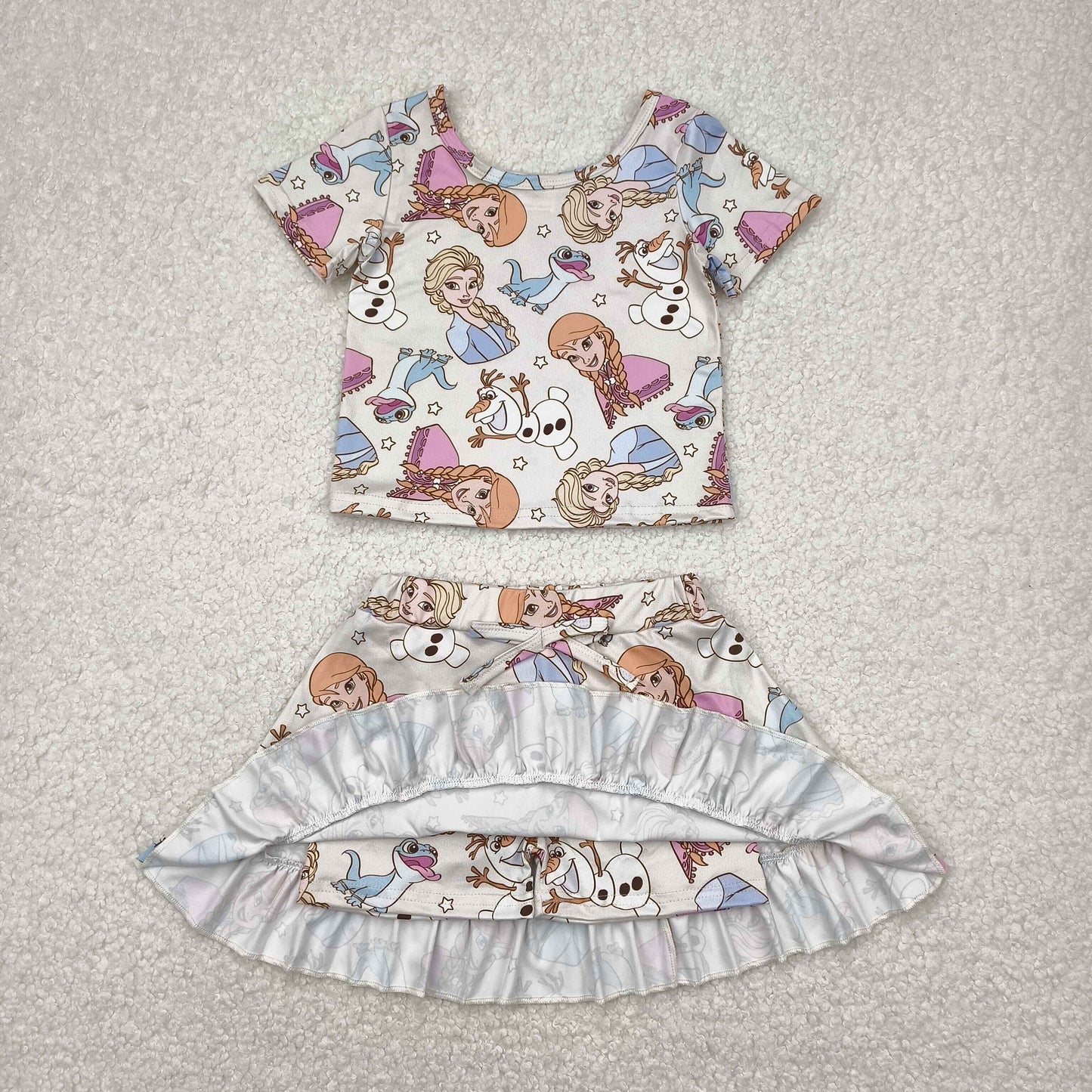 Baby Girl Short Sleeves Princess Shirt Skorts Set RTS