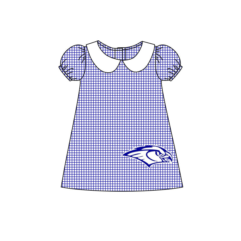 Baby Girl Short Sleeves Plaid Dress Football Team Clothes