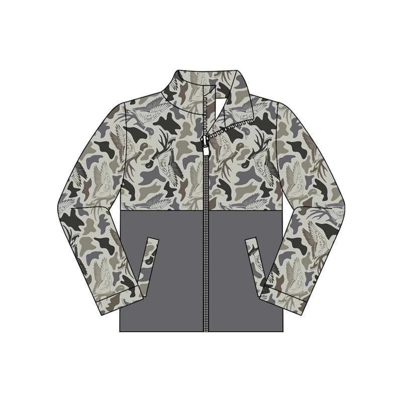 ( Moq 5 ) Preorder Baby Boys Kids Long Sleeves Deer Ducks Camo Zipper Pockets Jacket Tops
