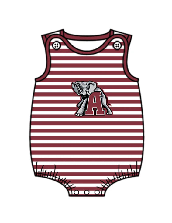 ( Moq 5 ) Baby Boys Infant Sleeveless Elephant Stripes Team Summer Bubble Romper