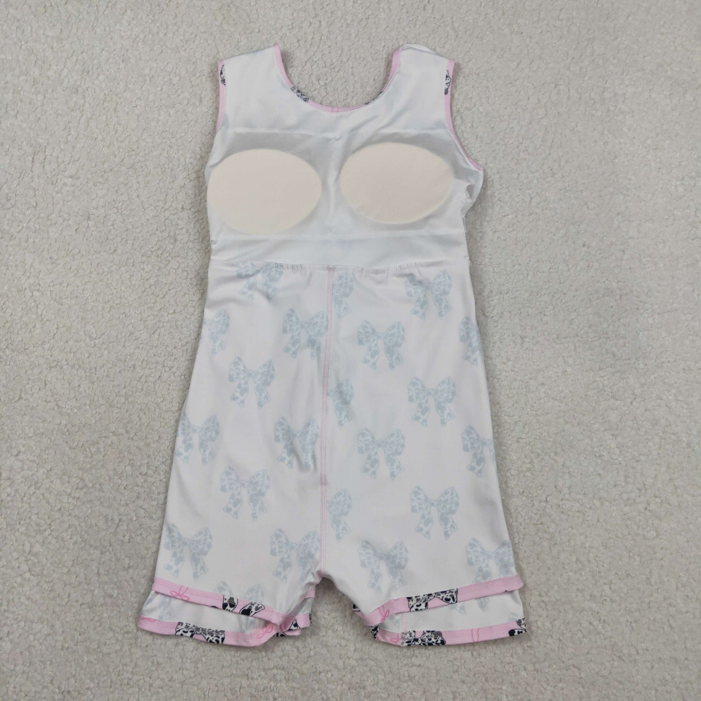 Baby Girls Sleeveless Cow Print Bows Pink Yoga Shorts Knee Length Dress RTS