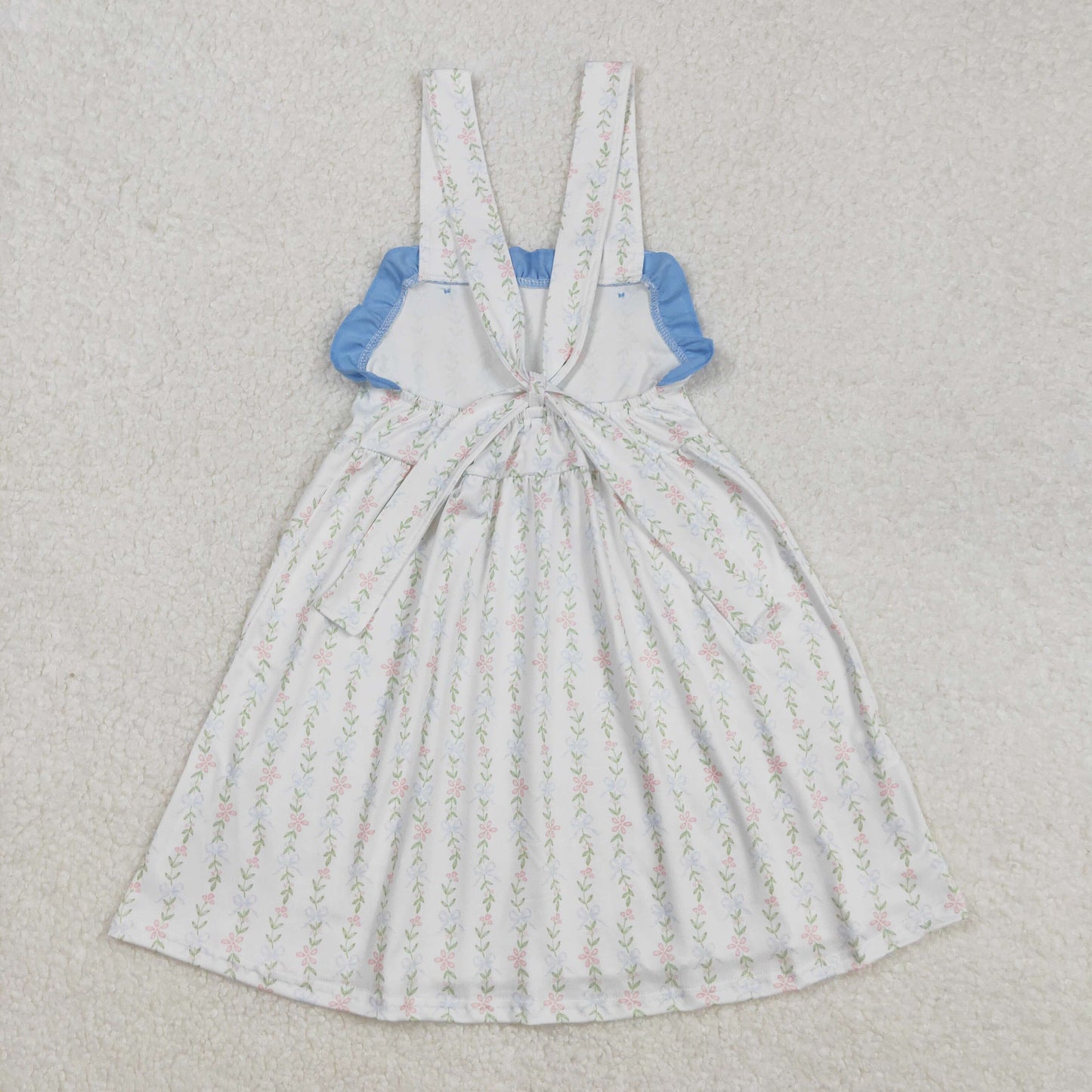 Baby Girl Sleeveless Floral Blue Ruffle Easter Summer Dress RTS