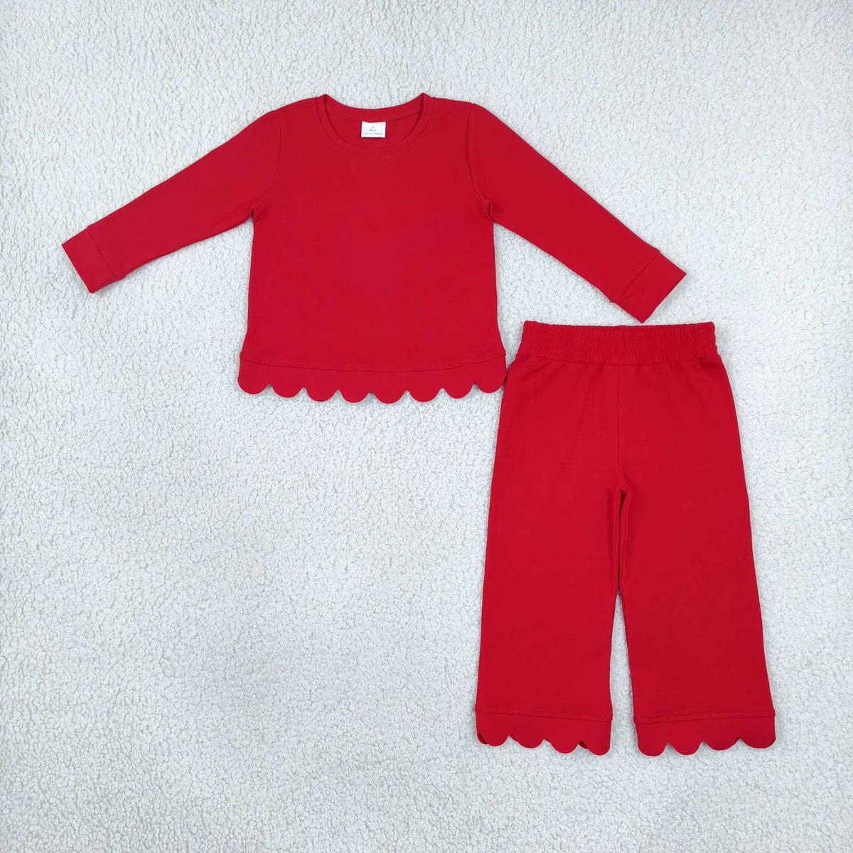 Baby Girls Kids Red Long Sleeves Shirt Pants Cotton Pajamas Set Clothes RTS