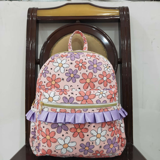 Baby Girl Flower Purple Ruffle Backpack Bags RTS