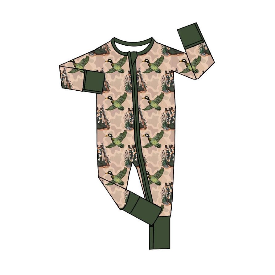 ( Moq 5 ) Preorder Baby Girls Infant Boots Ducks Zipper Footie Sleeper Romper Camo Clothes