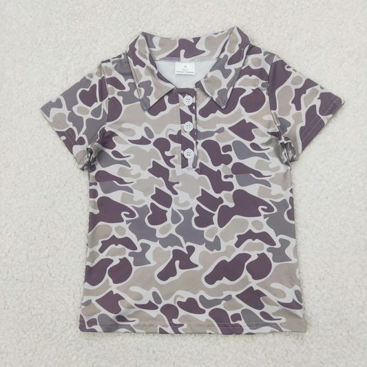 Baby Boy Short Sleeves Camo Buttons Polos Shirt Tee Tops RTS
