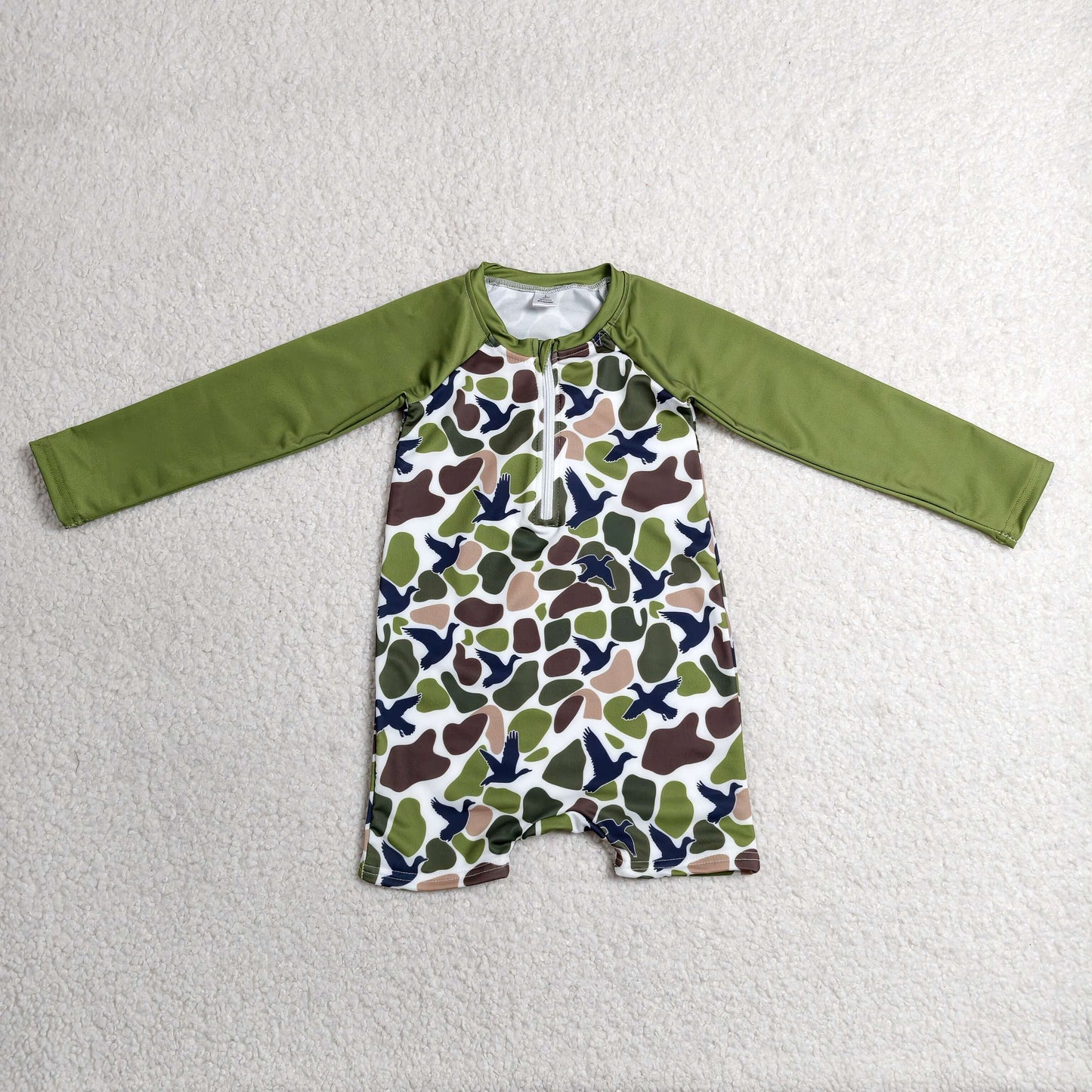Sibling Baby Boys Girls Kids Ducks Camo Green Swimsuit Summer Clothes RTS