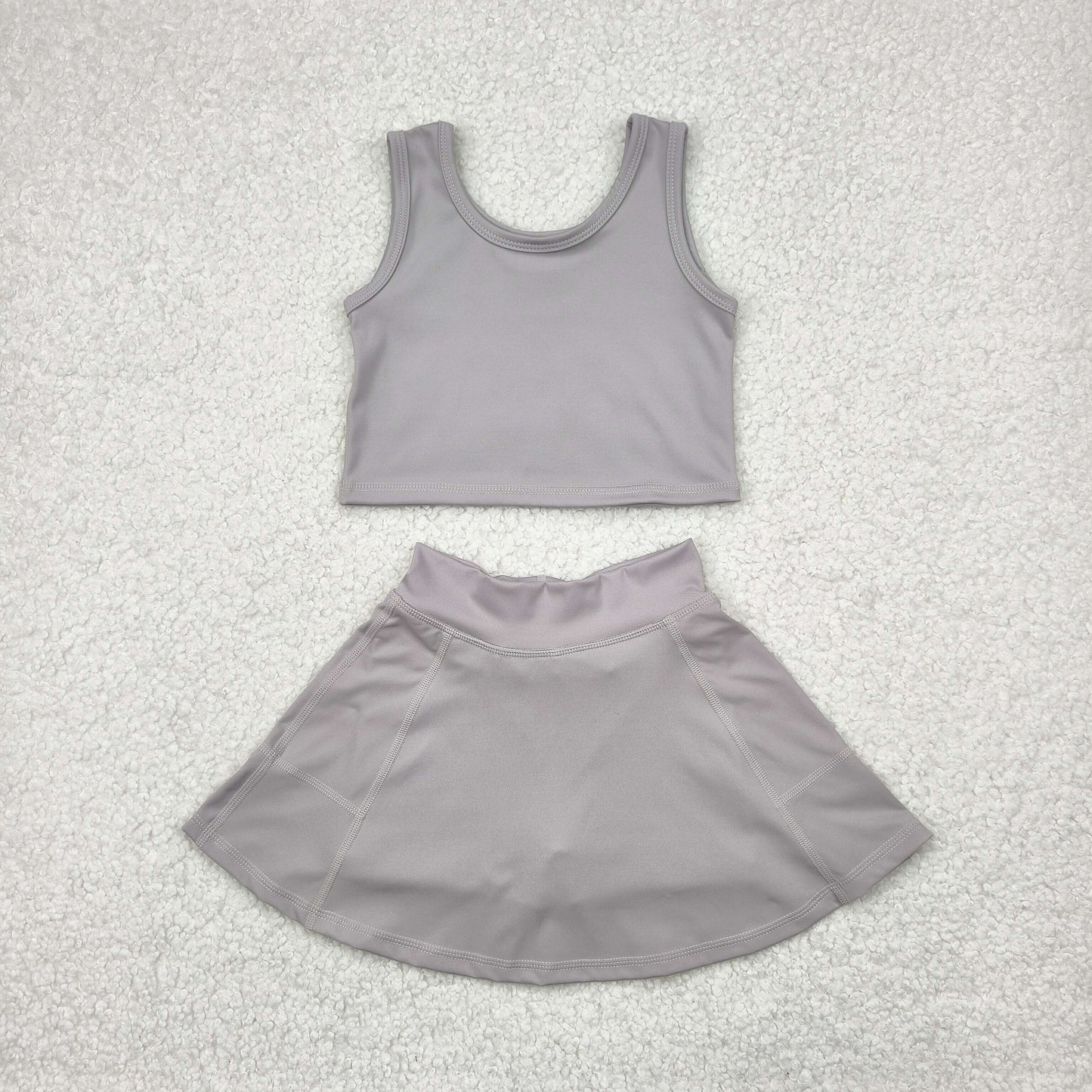 Baby Girl Grey Vest Shorts Skirt Skort Clothes Yoga Active Wear Set RTS