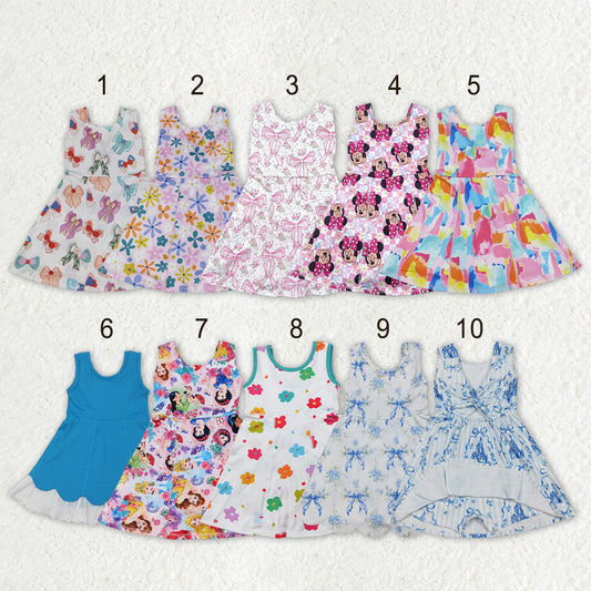 Sibling Baby Girls Kids Sleeveless Yoga Active Shorts Knee Length Dresses RTS