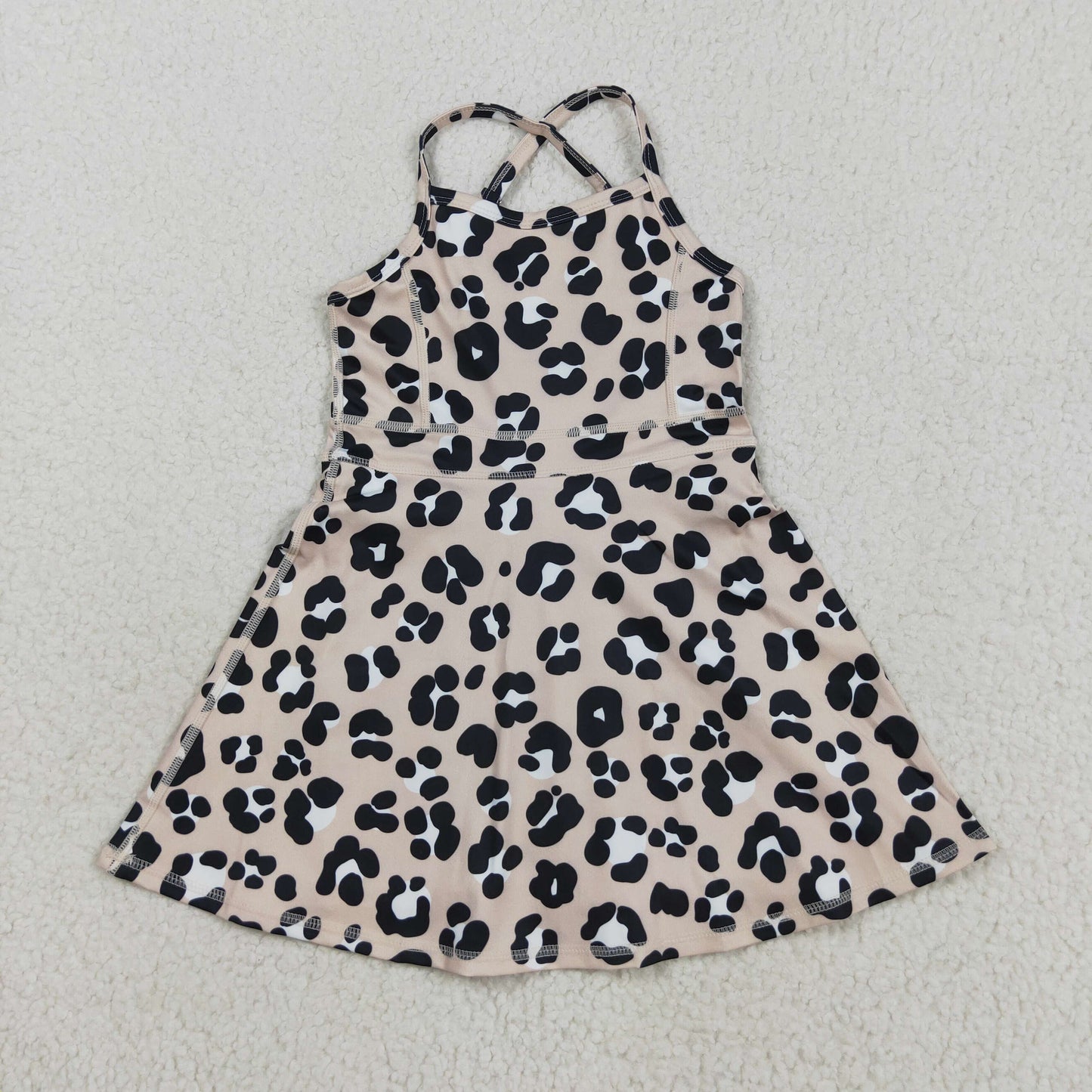 Baby Girl Sleeveless Leopard Knee Length Yoga Active Dress RTS