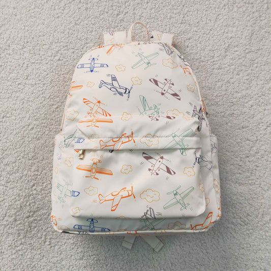 Baby Boys Kids Bows Planes Print Zipper Backpack School Bag RTS