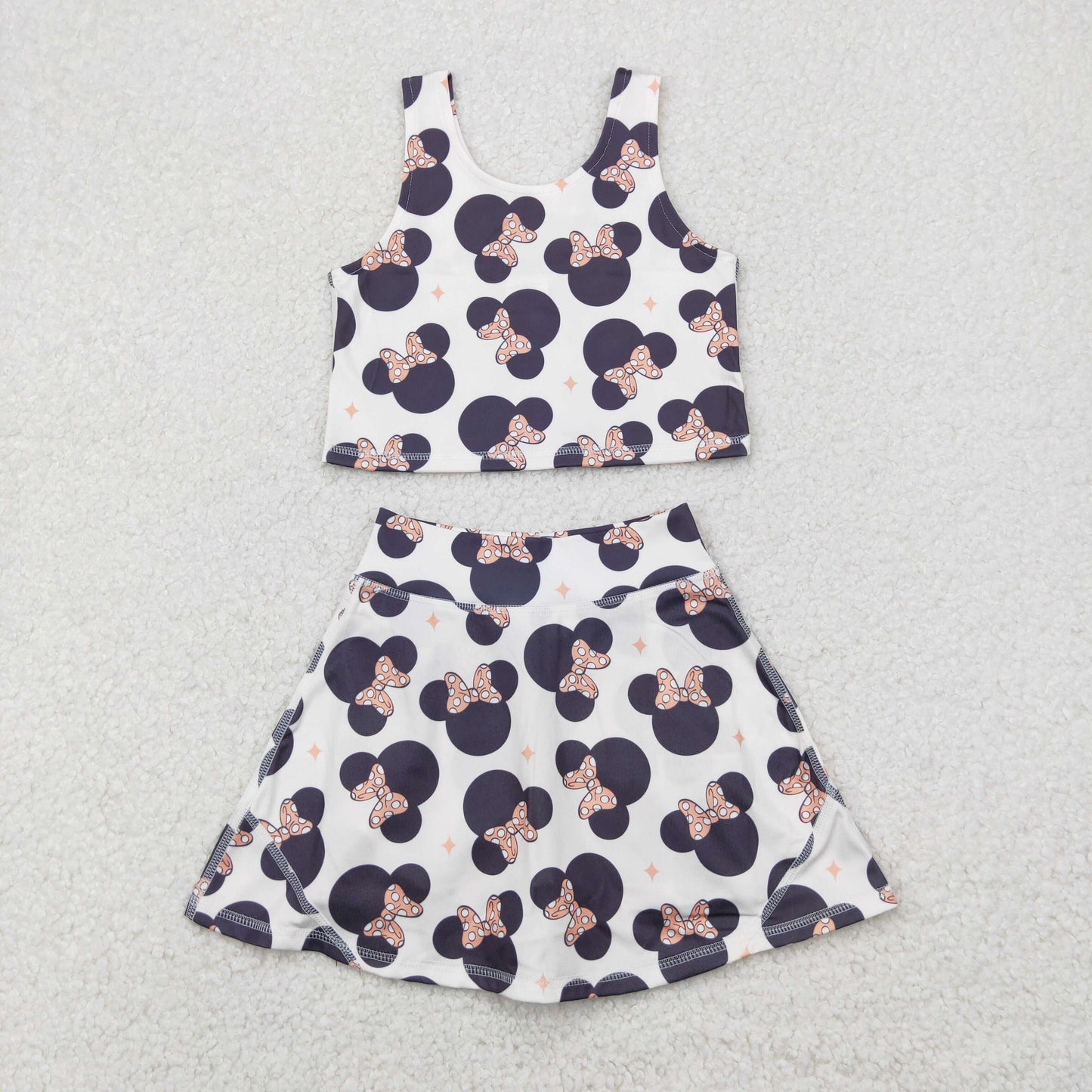 Baby Girl Cartoon Mouse Tops Short Skirt Skort Yoga Active Clothes Set RTS