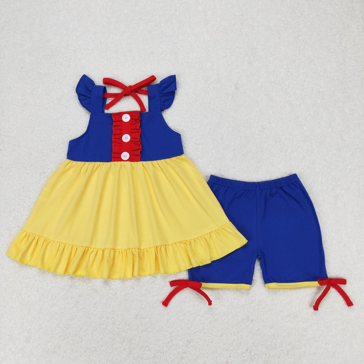 Baby Girl Sleeveless Yellow Blue Tunic Shorts Summer Princess Set