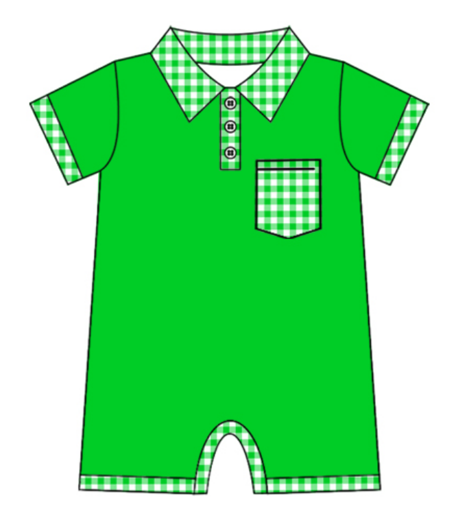 Baby Boy Girl Short Sleeves Green Summer Sibling Dress Romper Clothes Set ( Moq 5 Each style )