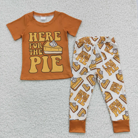 BSPO0118 Baby Boy Short Sleeves Shirt Pumpkin Pie Bell Pants Fall Outfit