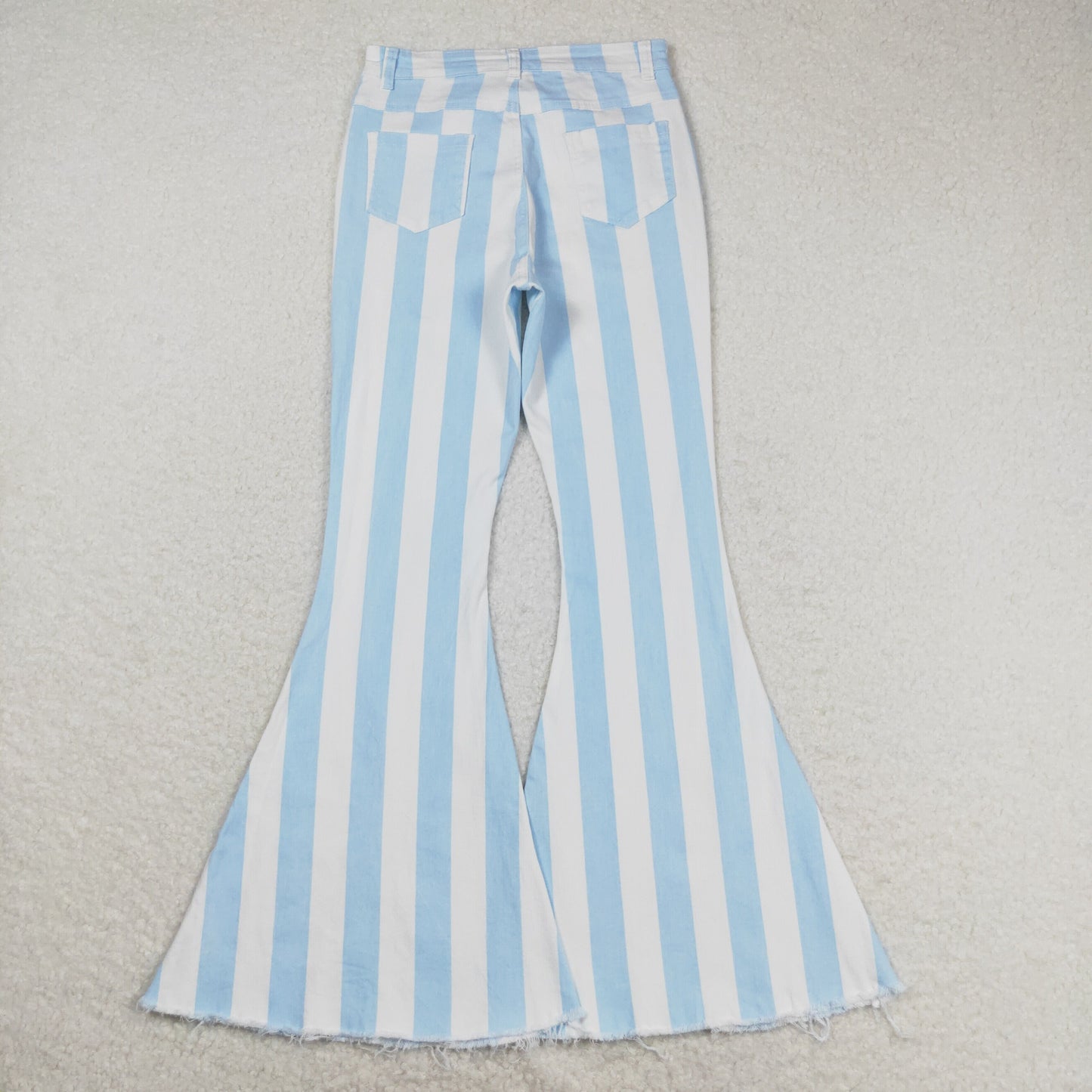 Adult Women Blue Stripes Denim Jeans Bell Pants