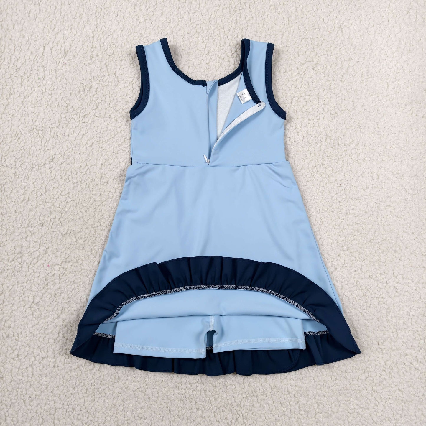 Baby Girls Kids Sleeveless Shorts Blue Scallop Red Dress Yoga Active Clothes RTS