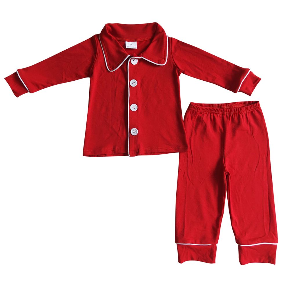 ( No moq ) Preorder Adult Men Long Sleeves Buttons Shirt Pants Red Pajamas Set Clothes