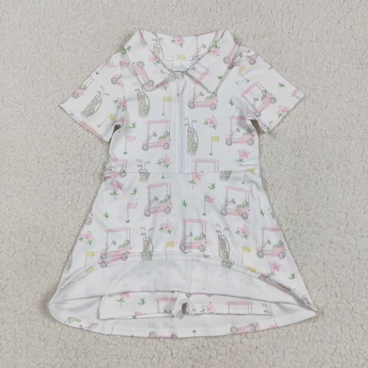 Baby Girl Short Sleeves Golf Zipper Yoga Active Knee Length Dress RTS