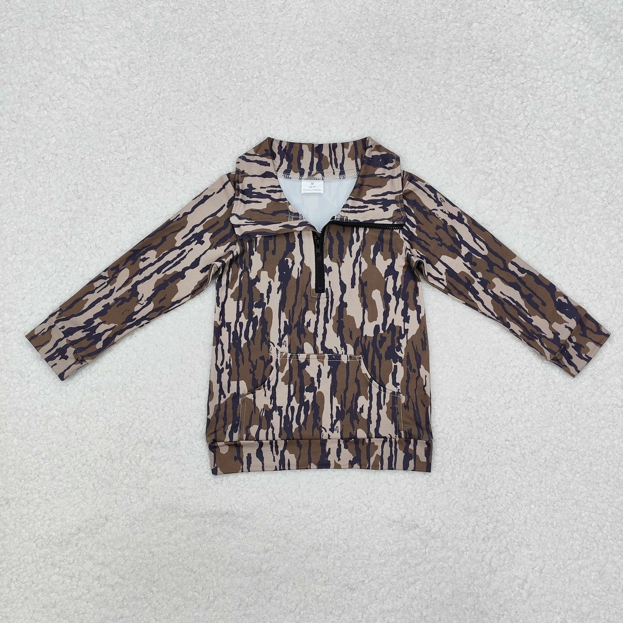 1-6 Sibling Boys Kids Long Sleeves Camo Pockets Zipper Shirt Pullover Tops Clothes RTS