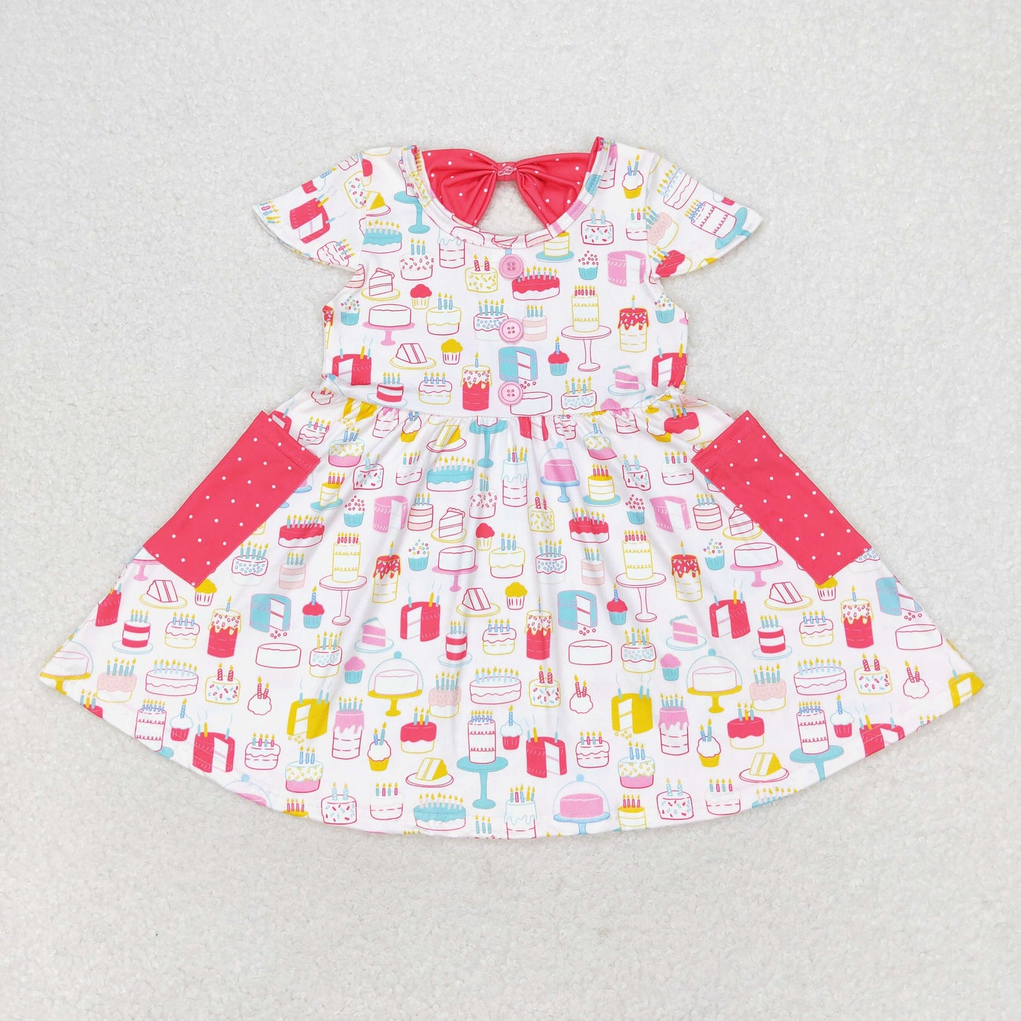 Baby Girl Short Sleeves Birthday Cake Dress