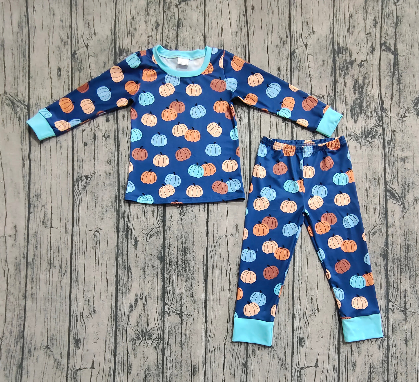 Baby Boy Long Sleeves Pumpkins Shirt Pants Pajamas Thanksgiving Fall Set RTS