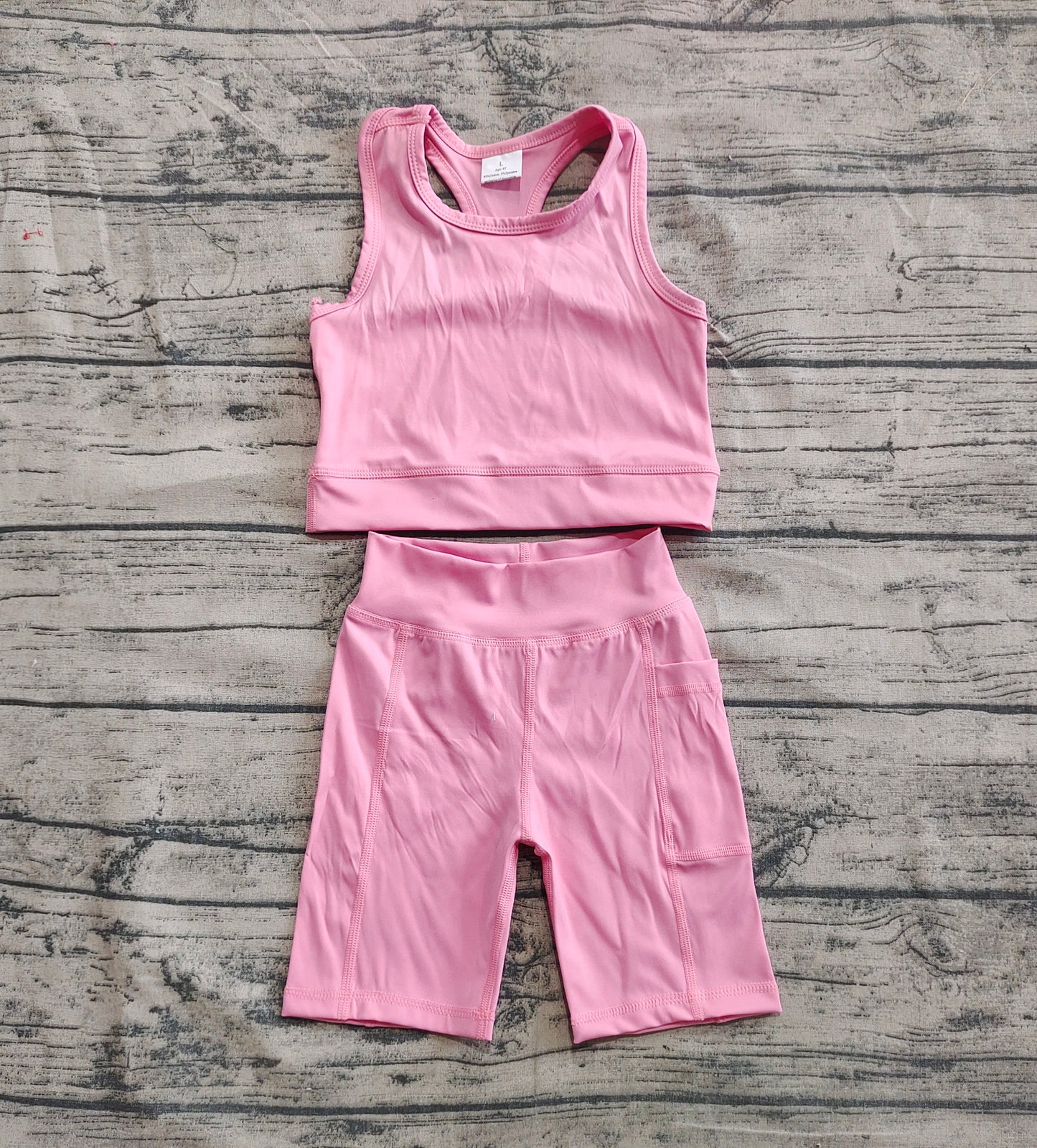 Baby Girl Pink Athletic Active Wear Top Shorts Clothes Set RTS