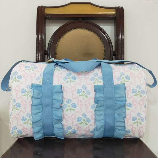 Baby Girl Kids Adult Flower Bows Blue Ruffle Travel Package Gym Bags RTS