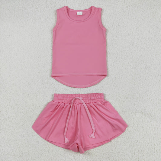 Baby Girl Sleeveless Tops Pink Shorts Skirt Skort Yoga Active Set RTS