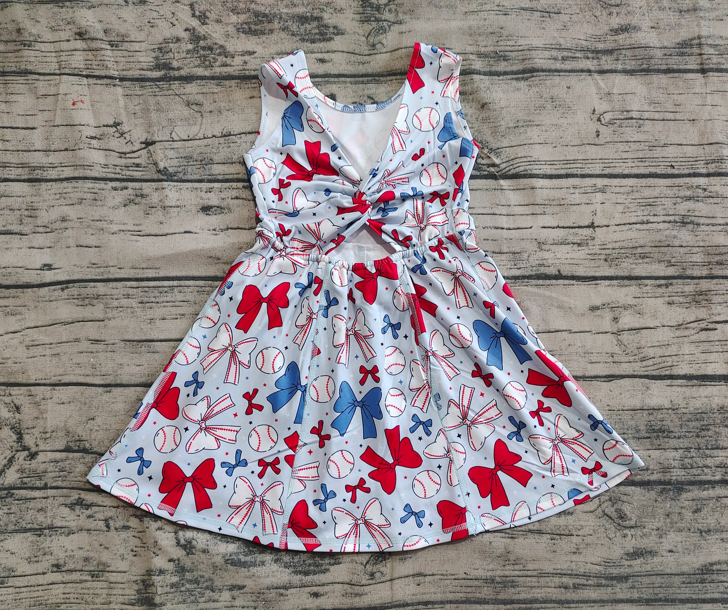 Baby Girl Baseball July 4th Yoga Active Wear Skort Knee Length Dress RTS