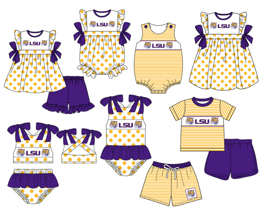 Baby Boy Girl Tiger Team Sibling Romper Dress Swimsuit Set ( Moq 5 each style)