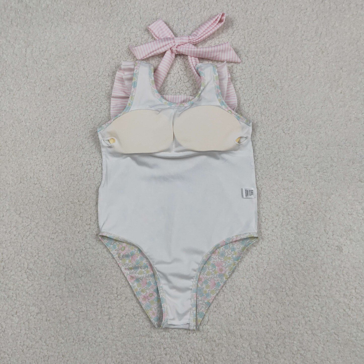 Baby Girls Kids Stripes Bows Floral Summer One-piece Swimsuit RTS