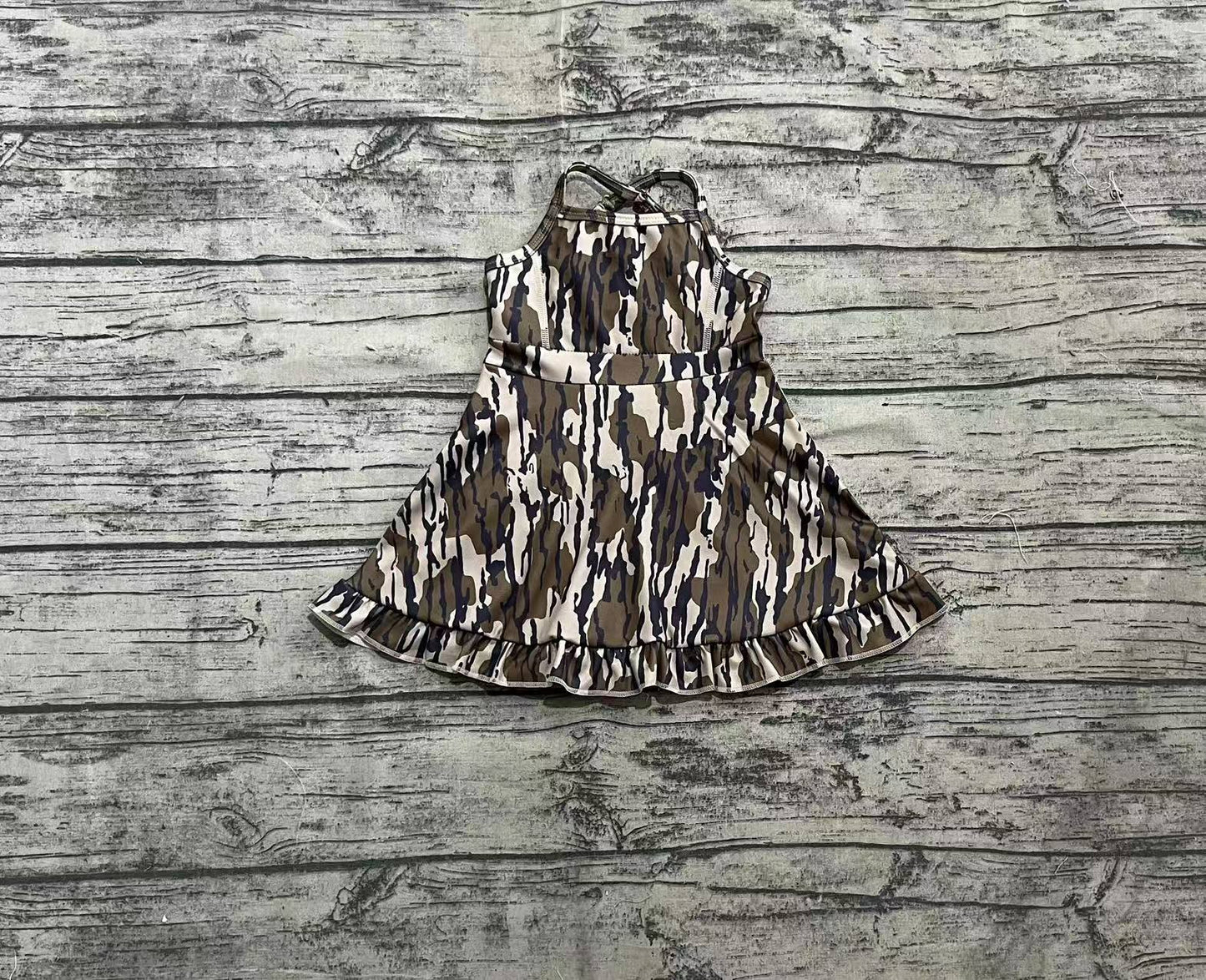 Baby Girl Straps Bottomland Camo Yoga Active Wear Knee Length Dress RTS