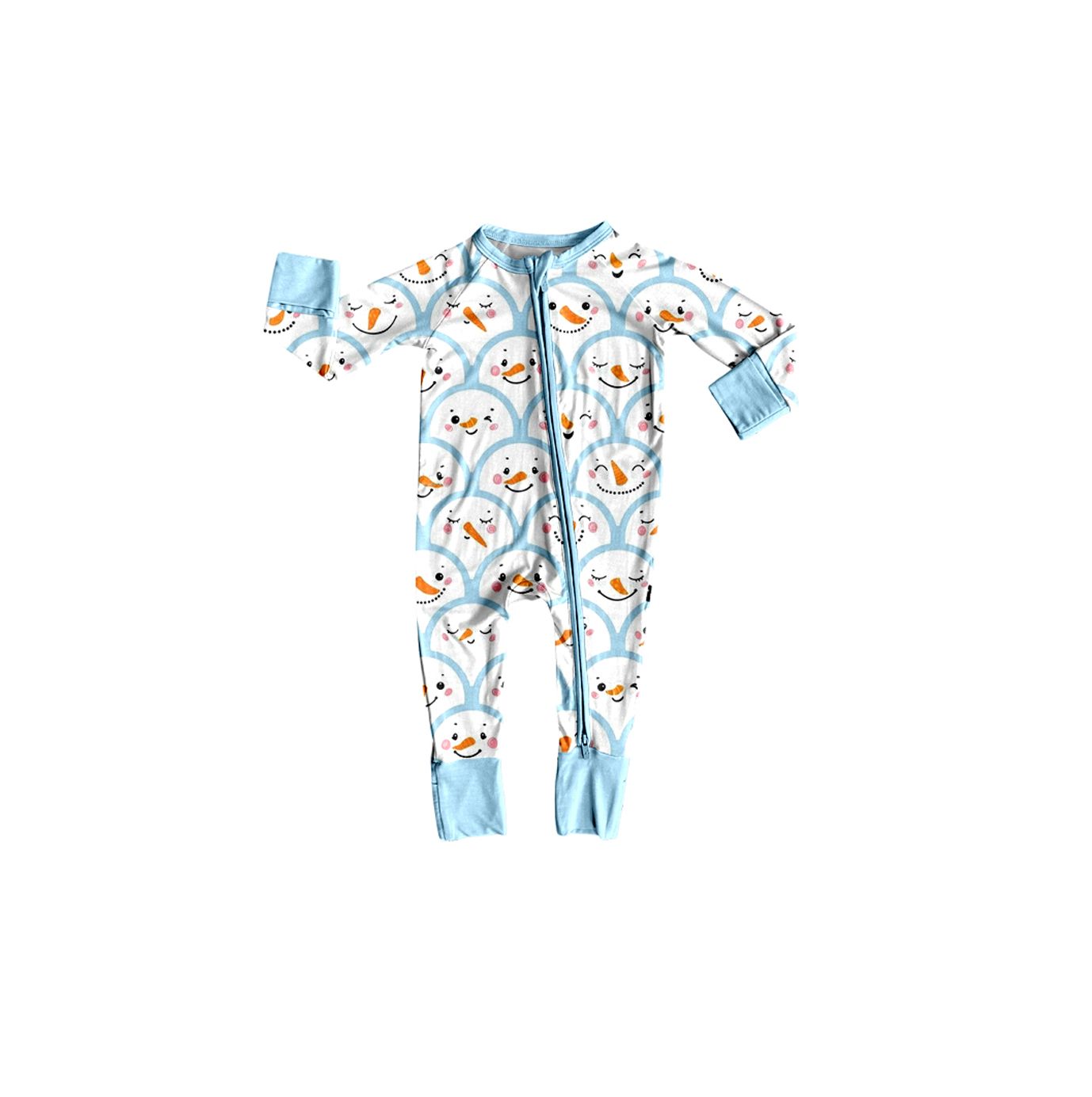 ( Moq 5 ) Preorder Baby Boys Kids Long Sleeves Christmas Zipper Sleeper Footie Romper Blue Clothes